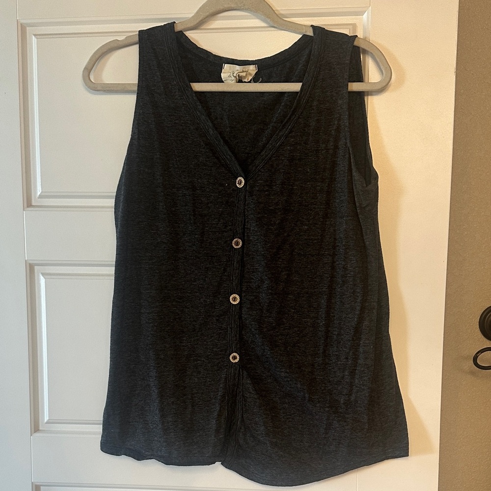 Fantastic Fawn Charcoal Button-Front Tank Top